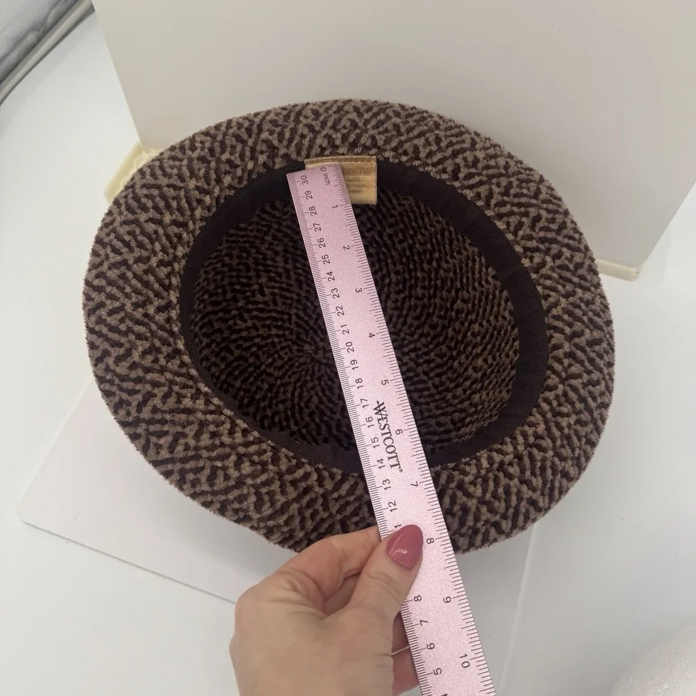 Liz Claiborne Brown Textured Bucket Hat Vintage 90s Plush OS Granny core‎